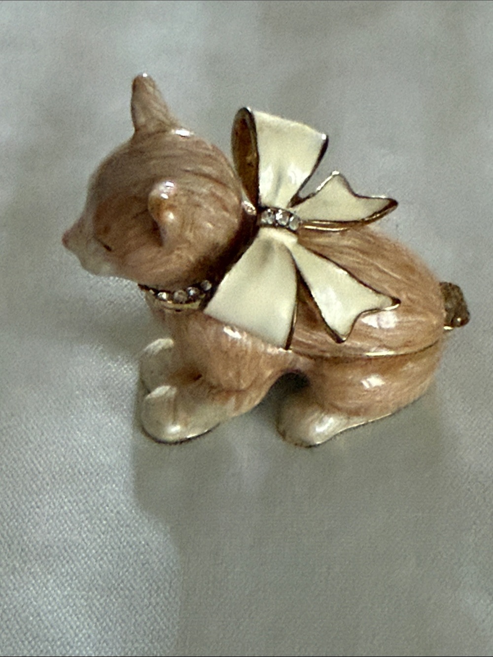 Porcelain Cat jewelry ring box trinket